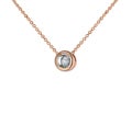 Rose gold pendant with huge diamond, round shape, golden chain, isolated on white