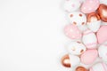 Rose gold, pink and white Easter Egg side border on a white background Royalty Free Stock Photo