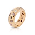 Rose gold ring with white and colored diamonds Royalty Free Stock Photo