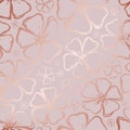 Rose gold seamless pattern. Repeating flower pattern. Beauty background. Repeated foil texture for design prints. Glitter printed. Royalty Free Stock Photo