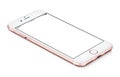 Rose gold smartphone mock-up CCW rotated lies on the surface Royalty Free Stock Photo