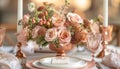 A rose gold-themed tabletop arrangement, where metallic accents harmonize with a soft color Royalty Free Stock Photo