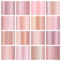 Rose golden metal gradient chevron pattern backgrounds set Royalty Free Stock Photo