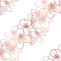 Rose golden seamless floral pattern, botanical vector background illustration Royalty Free Stock Photo