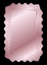 Rose golden shiny glowing ornate frame isolated over black