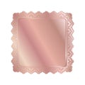 Rose golden shiny glowing ornate frame isolated over white Royalty Free Stock Photo