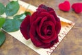 Rose and a handmade love envelope