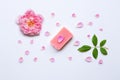 Rose handmade soap on white