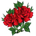 Rose hart vector flower Red cartoon illustration vintage