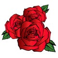 Rose hart vector flower Red cartoon illustration vintage