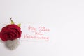 Rose and heart and Card Alles Liebe zum Valentine's day