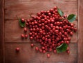 Rose hip. Briar on wooden background