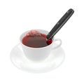 Rose hip hibiscus tea in cup and saucer with spoon Royalty Free Stock Photo