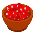 Rose hip spice bowl icon, isometric style