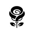 Black solid icon for Rose, rose bush and flower