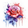 Rose Illustration Vector Clipart With Alcohol Ink