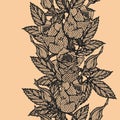 Rose lace seamless pattern by hand drawing.