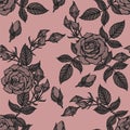 Rose lace seamless pattern by hand drawing.