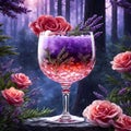 This cocktail is the perfect blend of sweet and floral. The rose and lavender flavors are infused throughout each layer,