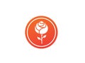 Rose with leaves and long leg flower in the shape for logo design illustration