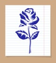 Rose on line notebook page