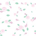 Rose lines and leaf seamless pattern on white background Royalty Free Stock Photo