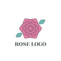 Rose logo template. Colorful rose icon on a white background.