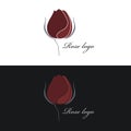 Rose logo. Vector clipart. White and black background.