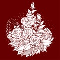 Rose mandala icon symbol logo, flower floral leaf, vector hand drawing Royalty Free Stock Photo