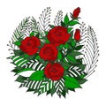 Rose mandala icon symbol logo, flower floral leaf, vector hand drawing Royalty Free Stock Photo