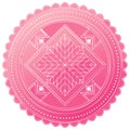 Rose Mandala Medallion with Geometric Starburst in White Lines Royalty Free Stock Photo