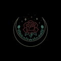 ROSE WITH MOON COLOR NEON BADGE