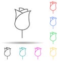 rose multi color style icon. Simple thin line, outline vector of leaves and flowers icons for ui and ux, website or mobile