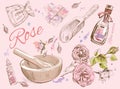 Rose natural cosmetic set.