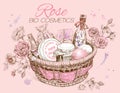 Rose natural cosmetics basket.