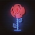 Rose neon logo. party night club. illustration