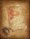 Rose and old paper with the hand-written text Royalty Free Stock Photo