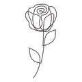 Rose one liner. Abstract flower one line art, continuous line drawing. Minimalist art style. Vector.