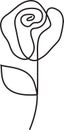 Rose one liner. Abstract flower one line art, continuous line drawing. Minimalist art style. Vector.