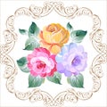 Rose ornament in baroque style. drawing hands. Vector illustrati