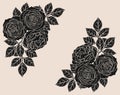 Rose ornament vector by hand drawing