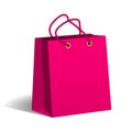 Rose paper shopping bag. Packaging of goods from the store. Shopping and sale. Vector Image.