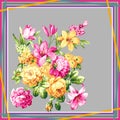 Flowers pattern.Silk scarf design, fashion textile. Royalty Free Stock Photo