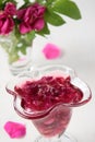 Rose petal jam in glass Royalty Free Stock Photo