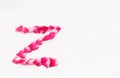 Rose petal letter Z Background image, Rose Petal letters, alphabet, characters create using rose petal on white background