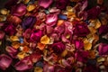 Rose petals background, white, pink, red, yellow petals, romantic background,