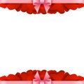 Rose Petals Border on white background. Valentines day Royalty Free Stock Photo