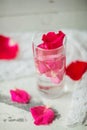 Rose petals in a bowl of water Royalty Free Stock Photo