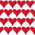 Rose petals heart seamless pattern. Red petals heart shape on white, Lorem Ipsum, shadows Royalty Free Stock Photo