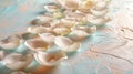 Rose petals scattered on the painted surface. Insertion space